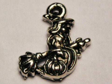 Witch On Broom Genuine American Pewter Charm