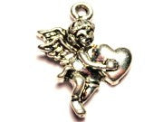 Young Angel With Heart Genuine American Pewter Charm