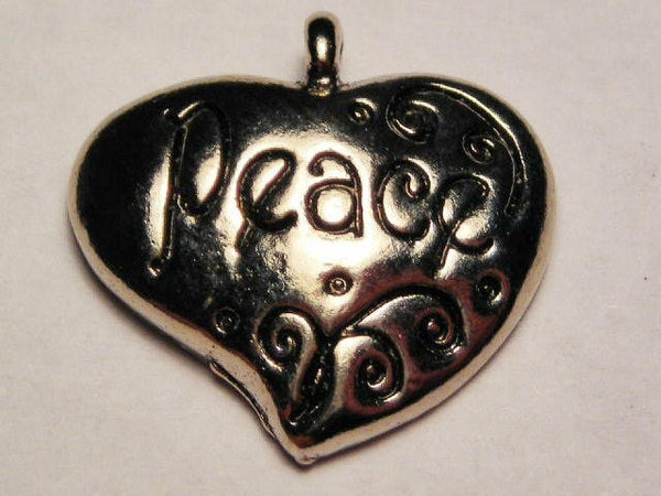 Heart Says Peace Genuine American Pewter Charm