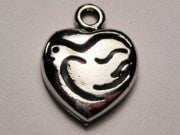 Heart With Peace Dove Cut Out Genuine American Pewter Charm