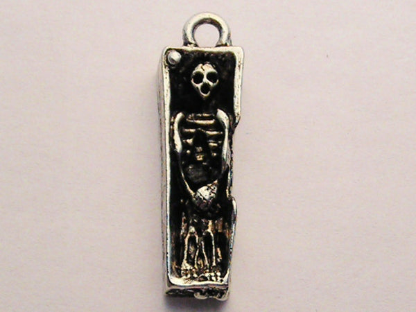 Skeleton In Coffin Genuine American Pewter Charm