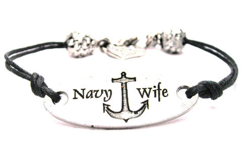 Navy Wife Black Cord Connector Bracelet