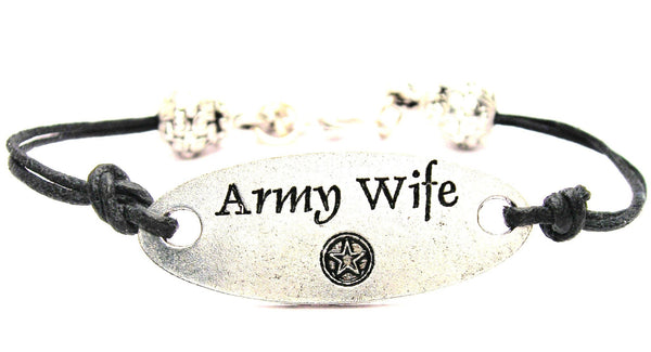 Army Wife Black Cord Connector Bracelet