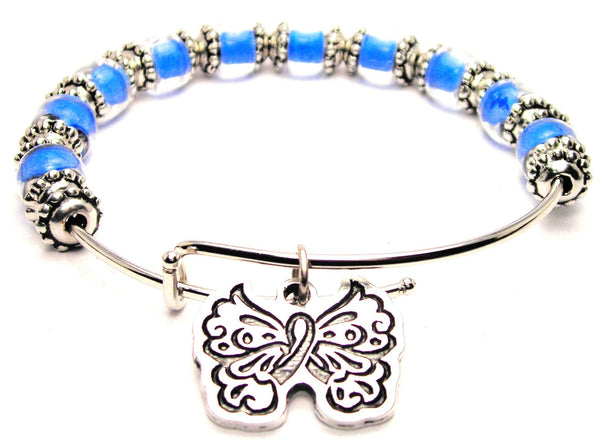 medical awareness bracelet, awareness ribbon bracelet, medical disorder bracelet, butterfly bracelet