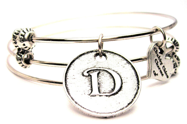 Initial D Circle Triple Style Expandable Bangle Bracelet