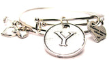 initial y bracelet, initial y bangles, initial y jewelry, letter y bracelet, letter y bangles