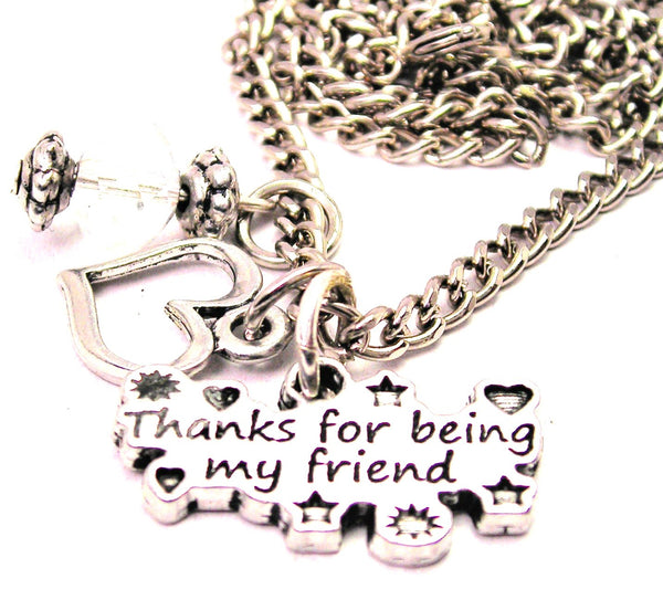 Thanks For Being My Friend Necklace with Small Heart