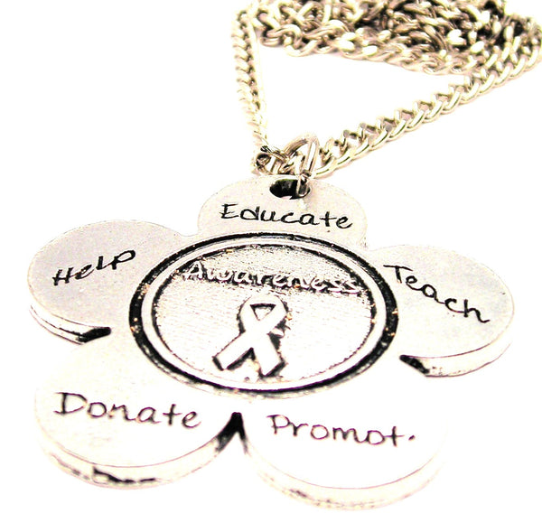 The Awareness Flower Large Single Charm Necklace