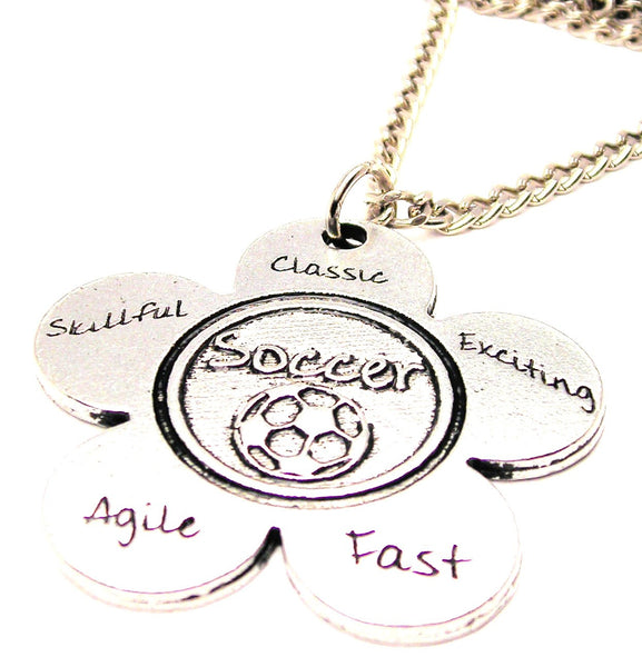 The Soccer Flower Large Single Charm Necklace