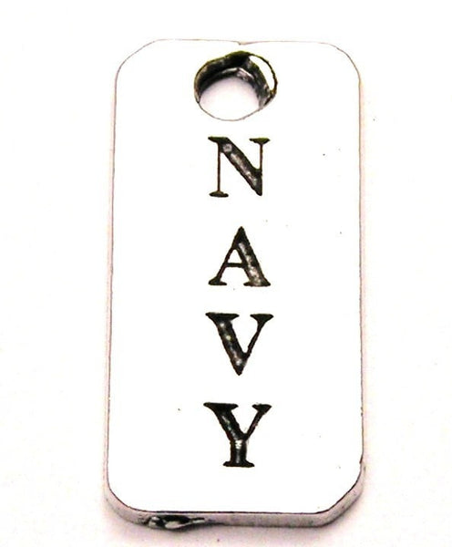 Navy Long Tab Genuine American Pewter Charm