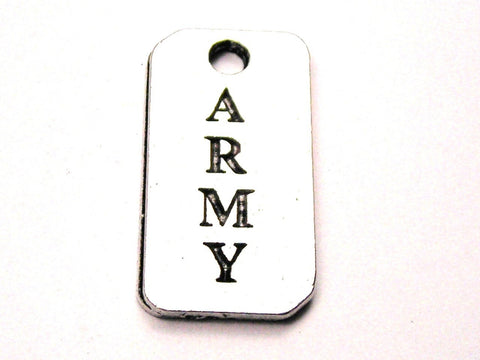 Army Long Tab Genuine American Pewter Charm
