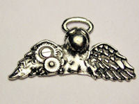 Steampunk Angel With Gears On Wing Genuine American Pewter Charm