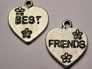 Two Piece Set Best Friends Hearts Genuine American Pewter Charm