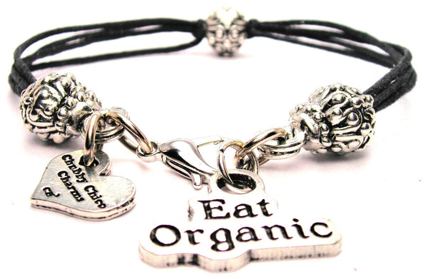 Eat Organic Beaded Black Cord Bracelet