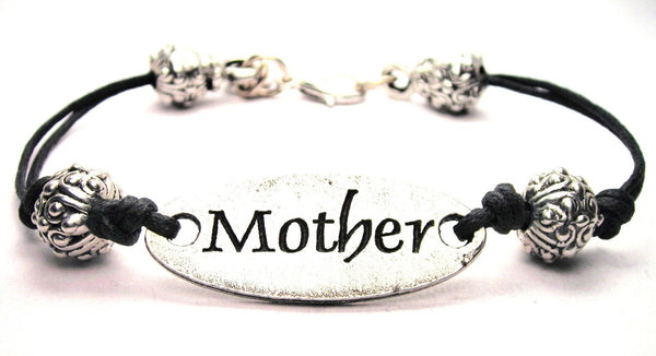 Mother Black Cord Connector Bracelet