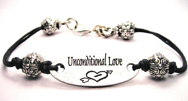 Unconditional Love Black Cord Connector Bracelet