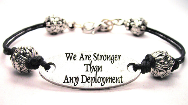 We Are Stronger Than Deployment Black Cord Connector Bracelet