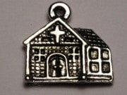 Church With Cross Genuine American Pewter Charm