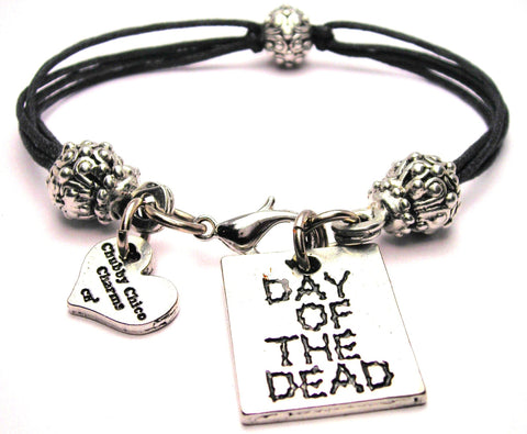 Day Of The Dead Beaded Black Cord Bracelets