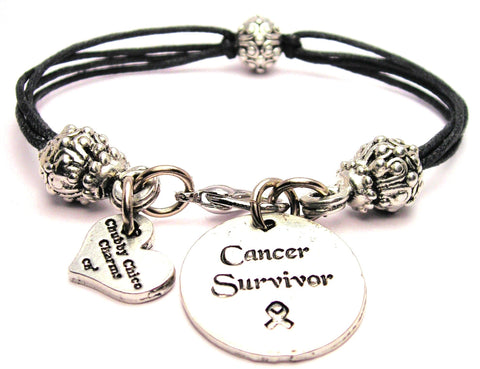 Cancer Survivor Beaded Black Cord Bracelet