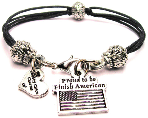 Proud To Be Finish American Beaded Black Cord Bracelet