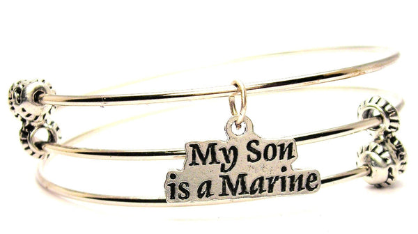 My Son Is A Marine Triple Style Expandable Bangle Bracelet