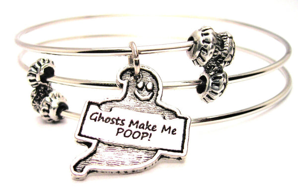 Ghost Make Me Poop Triple Style Expandable Bangle Bracelet