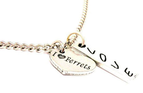 I Love Ferrets Love Stick Necklace