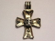 Cross With Skull Genuine American Pewter Charm