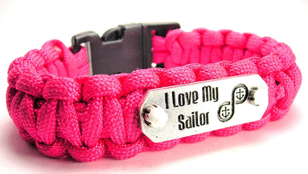 I Love My Sailor Infinity Symbol With Anchors 550 Military Spec Paracord Bracelet