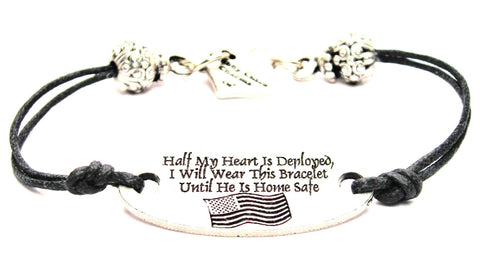Love Fishing Black Cord Connector Bracelet - American Made Pewter Bracelets  from Chubby Chico Charms