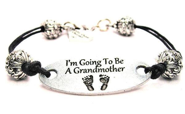 I'm Going To Be A Grandmother Black Cord Connector Bracelet