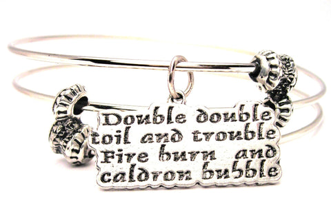 Double, Double Toil And Trouble Fire Burn And Caldron Bubble Triple Style Expandable Bangle Bracelet