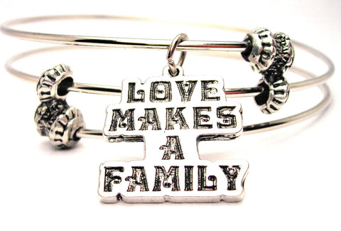 Love Makes A Family Triple Style Expandable Bangle Bracelet