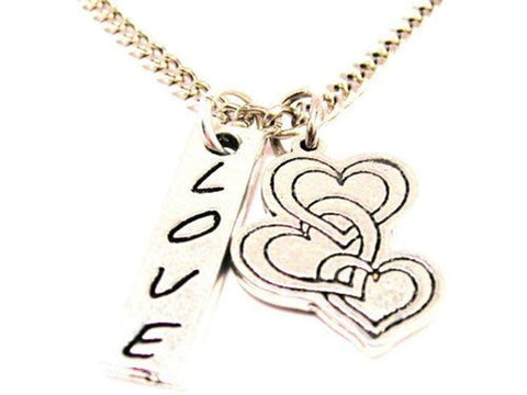 Triple Hearts Love Stick Necklace