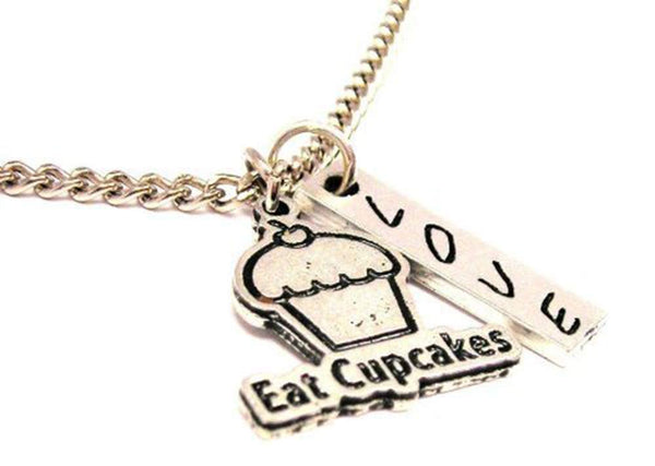 Eat Cupcakes Love Stick Necklace