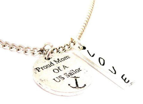 Proud Mom of A US Sailor Love Stick Necklace