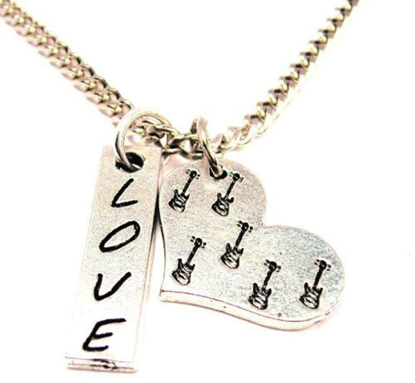 Guitars In Your Heart Love Stick Necklace