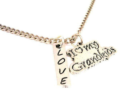 I Love My Grandkids Love Stick Necklace