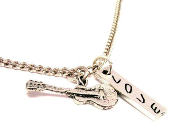 Country Guitar Love Stick Necklace
