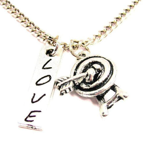 Target With Arrow Love Stick Necklace