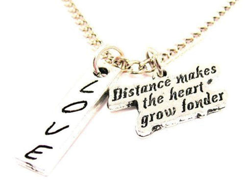 Distance Makes The Heart Grow Fonder Love Stick Necklace