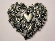 Heart With Vines Large Pendant Genuine American Pewter Charm