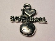 I Love Softball Genuine American Pewter Charm