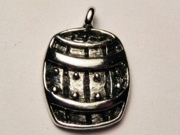 Wine Barrel Genuine American Pewter Charm