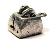 Toaster With Bagels Genuine American Pewter Charm