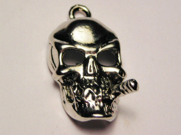 Skull With Cigarette Genuine American Pewter Charm