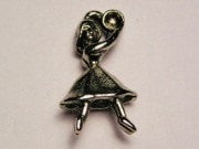 Girl With Tambourine Genuine American Pewter Charm