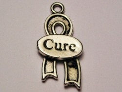 Find A Cure Awareness Ribbon Genuine American Pewter Charm