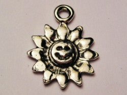 Smiling Face Flower Genuine American Pewter Charm